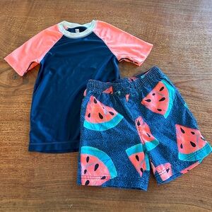 Tea swim shorts and rashguard size 6